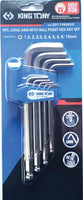 King Tony Long Allen Key set with Ball Point end 20119MR50