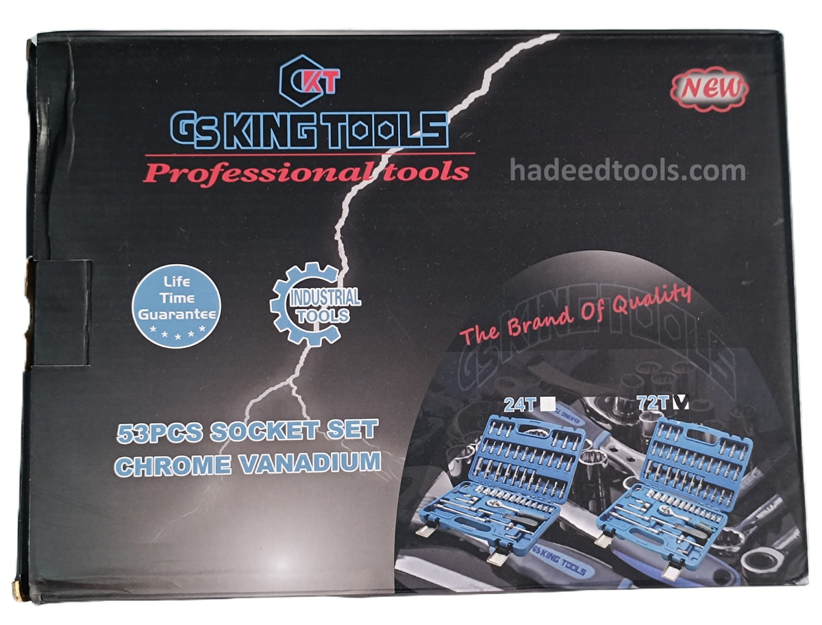 1/4 drive socket set 53 Pcs GS King Tool with deep sockets 72T Ratchet ...